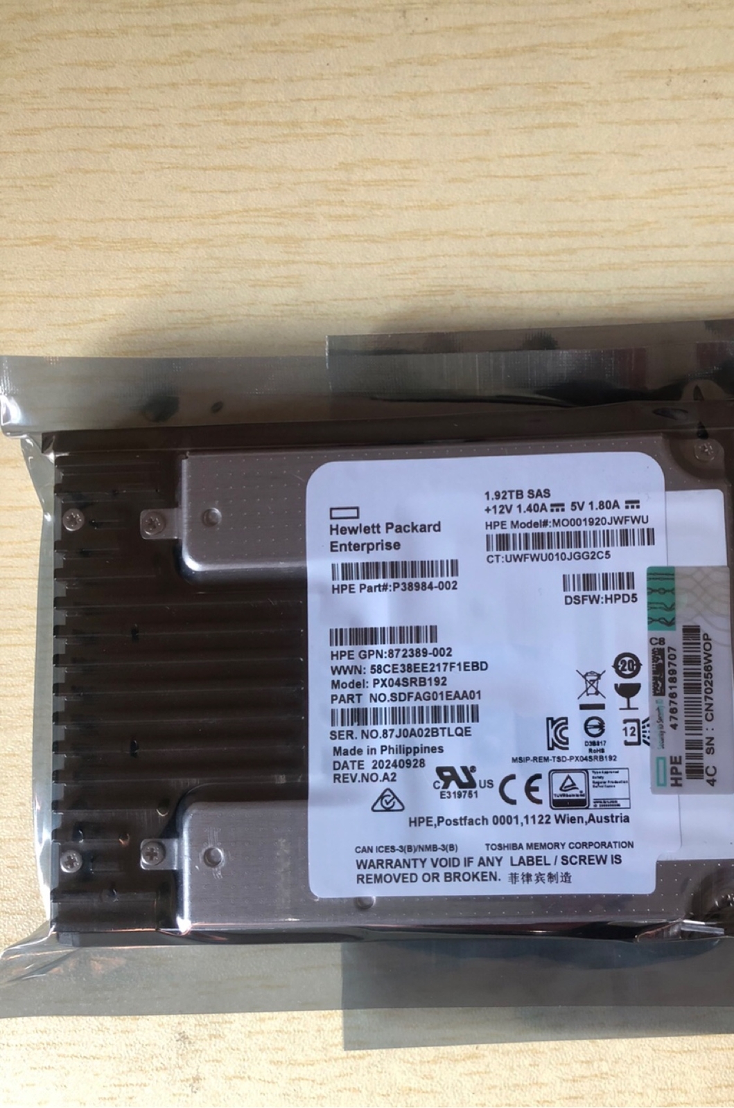 NEW HPE MSA R0Q47A P13237-001 1.92TB SAS 12G 2.5 IN M2 SSD Solid State Drive