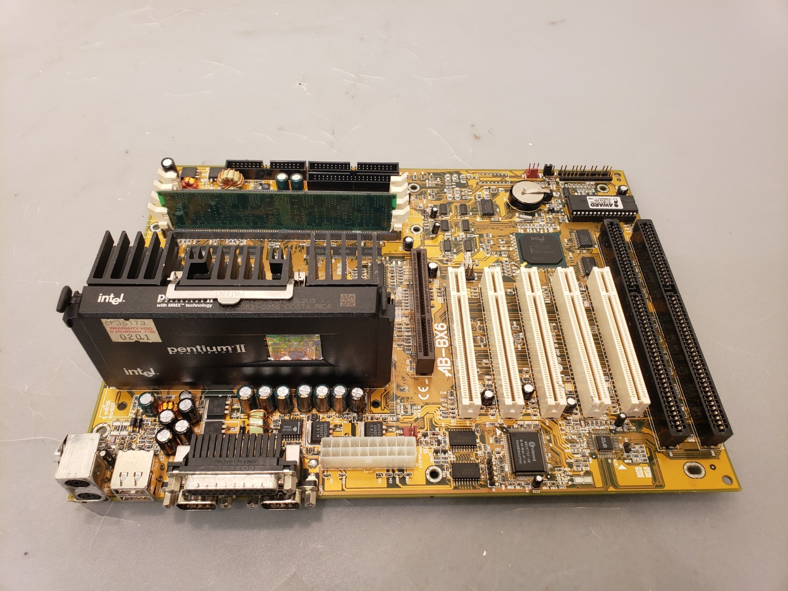 Vintage Retro Abit AB-BX6 Slot 1 Motherboard + Pentium II 350MHz 64MB PCI ISA