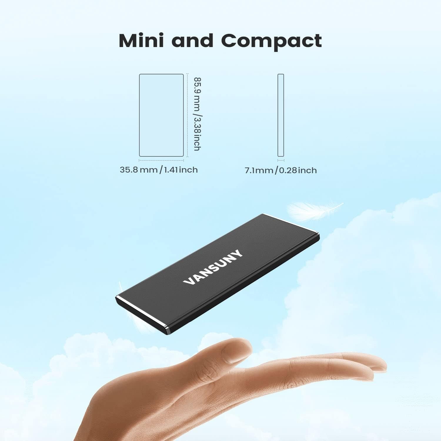 2TB Portable External SSD, USB 3.1 Gen2 Up to 500MB/s Solid State Drive, Metal U
