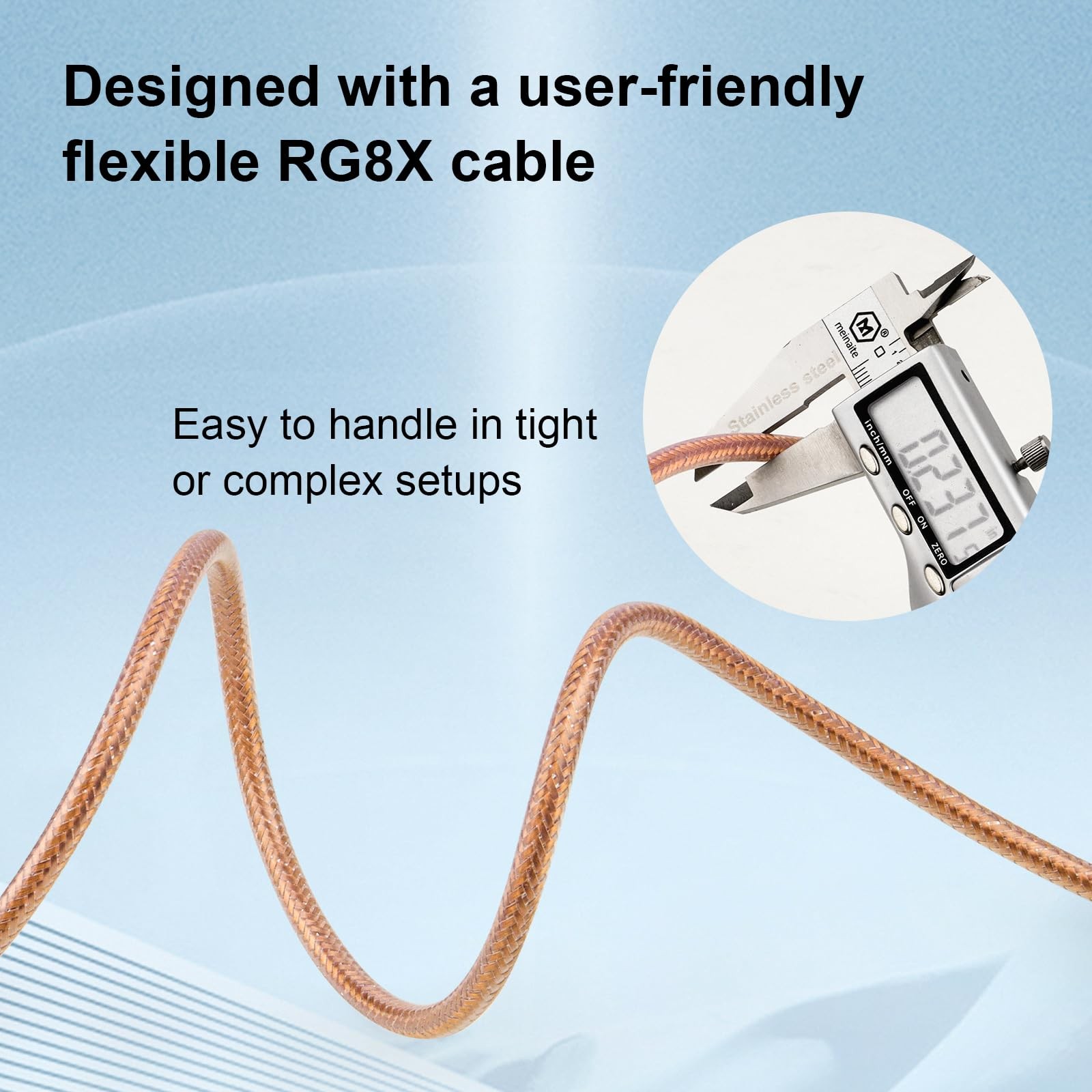 Xrds -Rf 200Ft Rg8X Coaxial Cable 50 Ohm Loss Solid Copper Conductor Durable