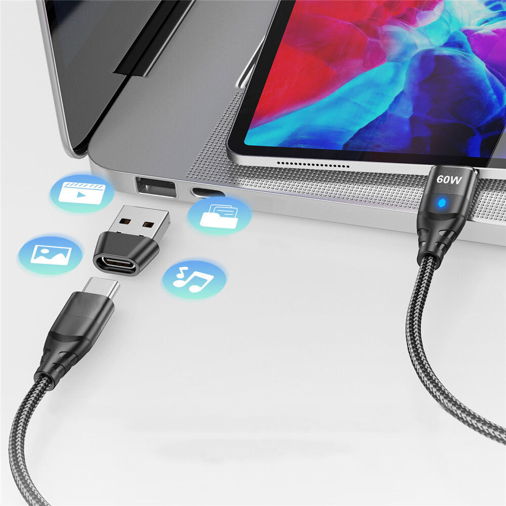 3Pcs USB To Type C OTG Adapter USB C Male To USB Type-c Female Converter