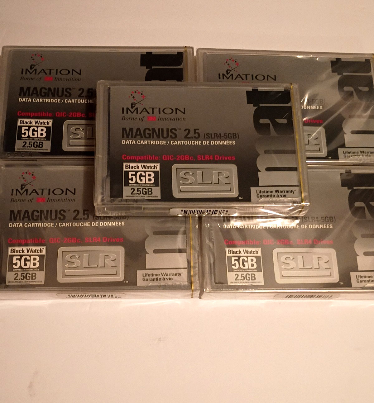 Lot of 5 Imation Magnus 2.5 (SLR4-5GB) Data Cartridges – New Sealed Free Ship