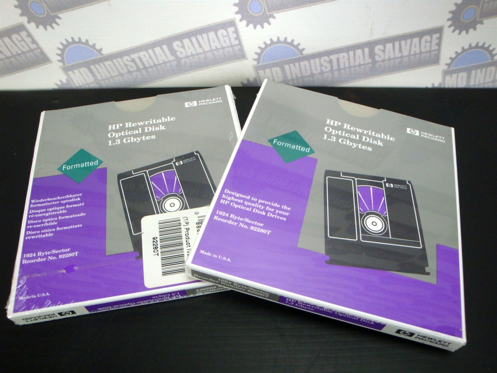 2 Disk – HP 92280T – HP OPTICAL 1.3 GB Rewritable MO Disk 1024 bps (NEW SEALED)
