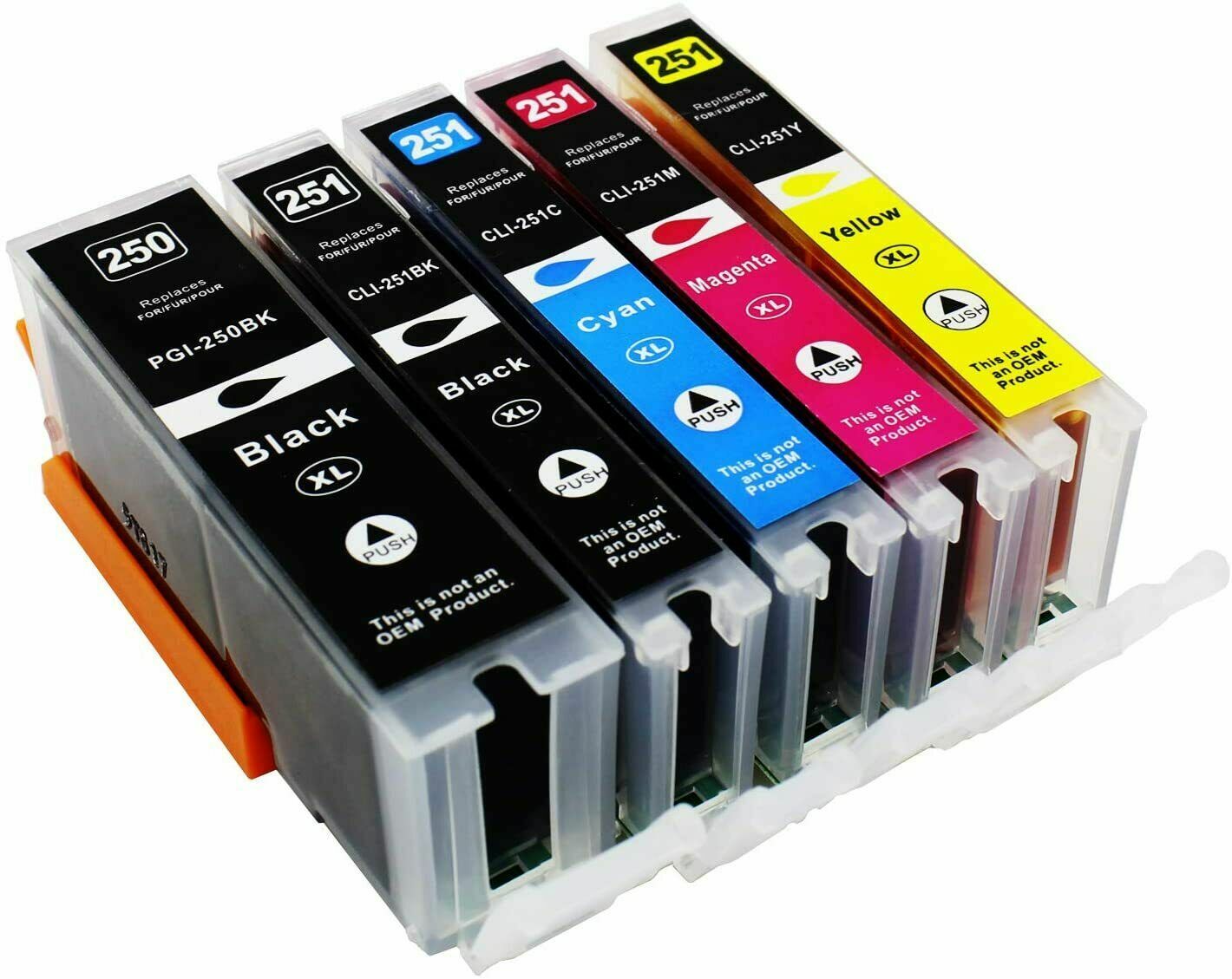 5 Pack Printer Ink Cartridge Combo full Set for Canon Pixma PGI-250XL CLI-251XL