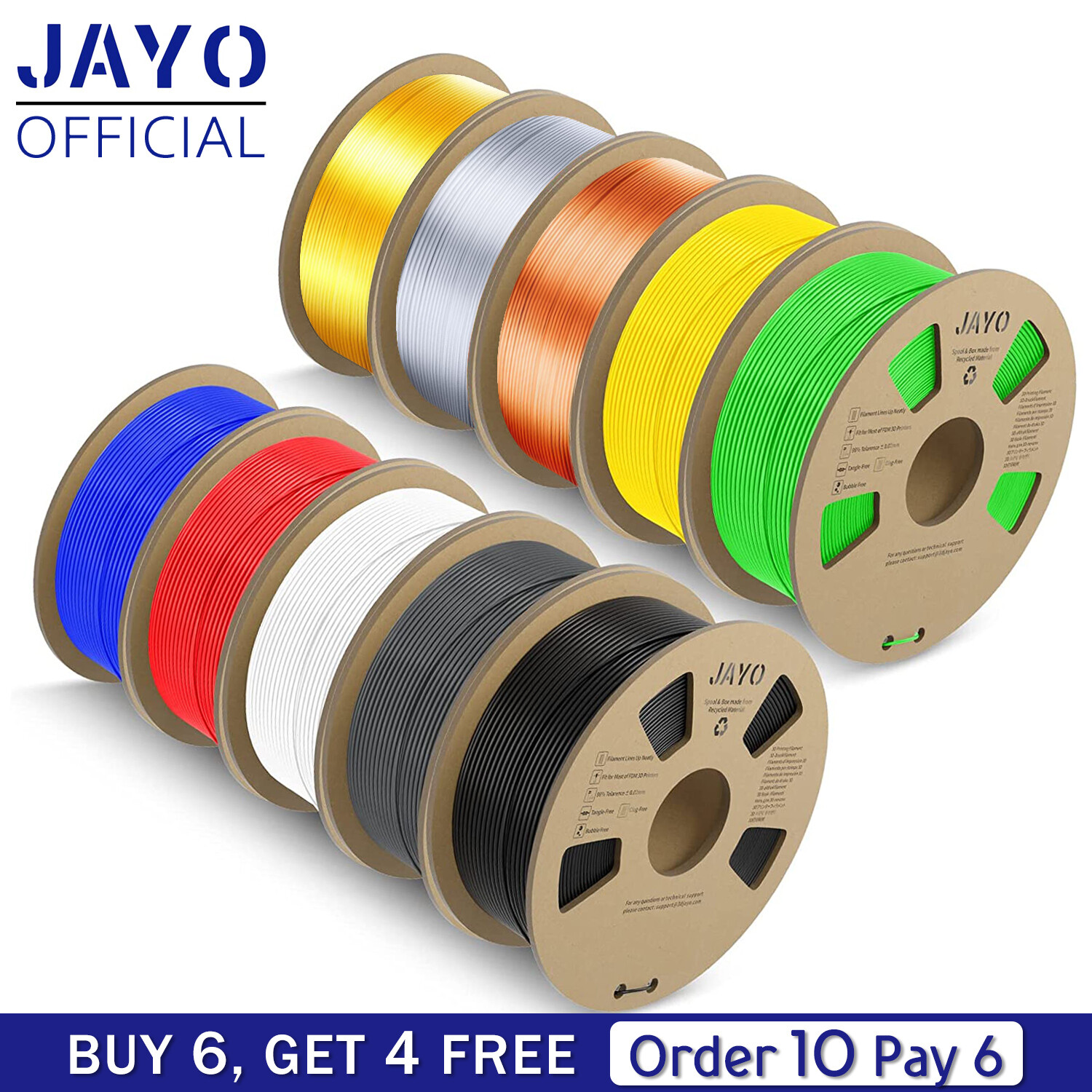 BUY 10 PAY 6🎁JAYO 1.1KG PLA Matte PLA+ SILK PETG 3D Printer Filament 1.75mm ABS