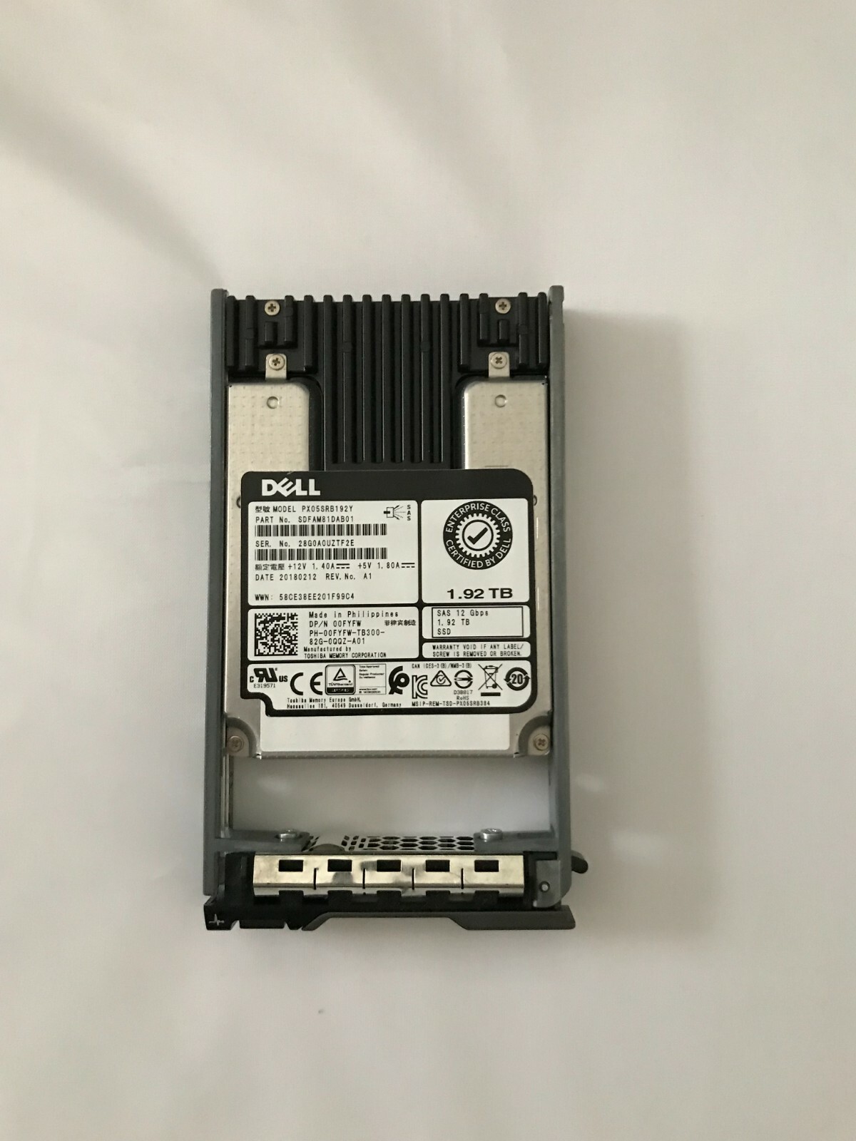 0FYFW DELL 1.92TB SAS 2.5″ 12Gb/s SSD PX05SRB192Y 00FYFW R640 R440 R740 GEN 14