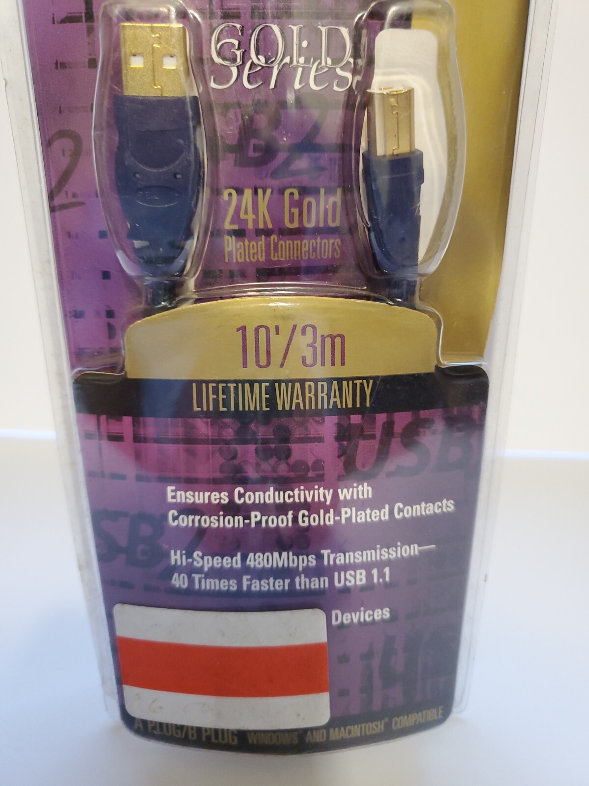 USB Hi Speed Cable 10 Feet Gold Plated Contacts USB Or 1.X
