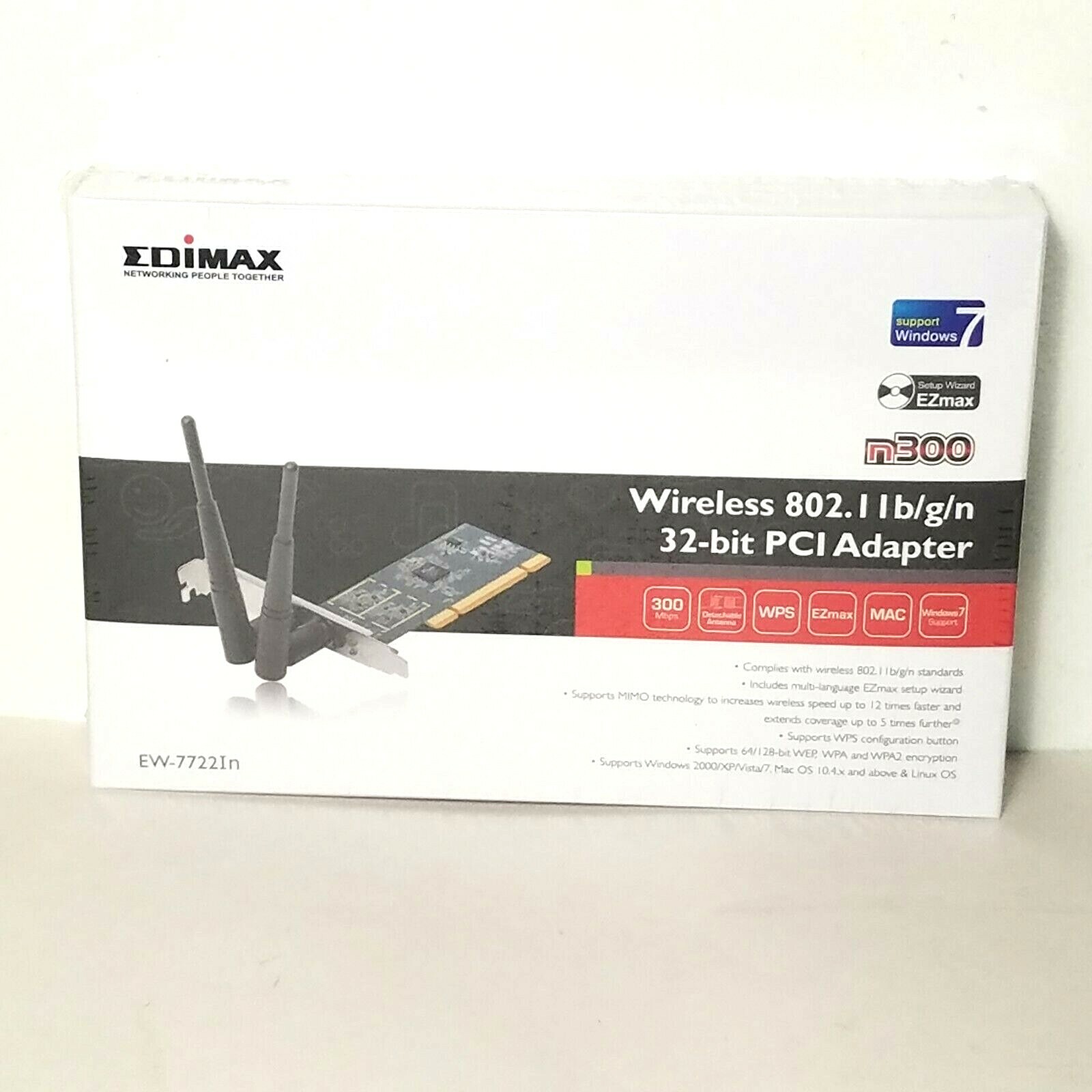 Edimax Wireless 802.11 b/g/n 32-bit PCI Adapter EW-7722In New Factory Sealed
