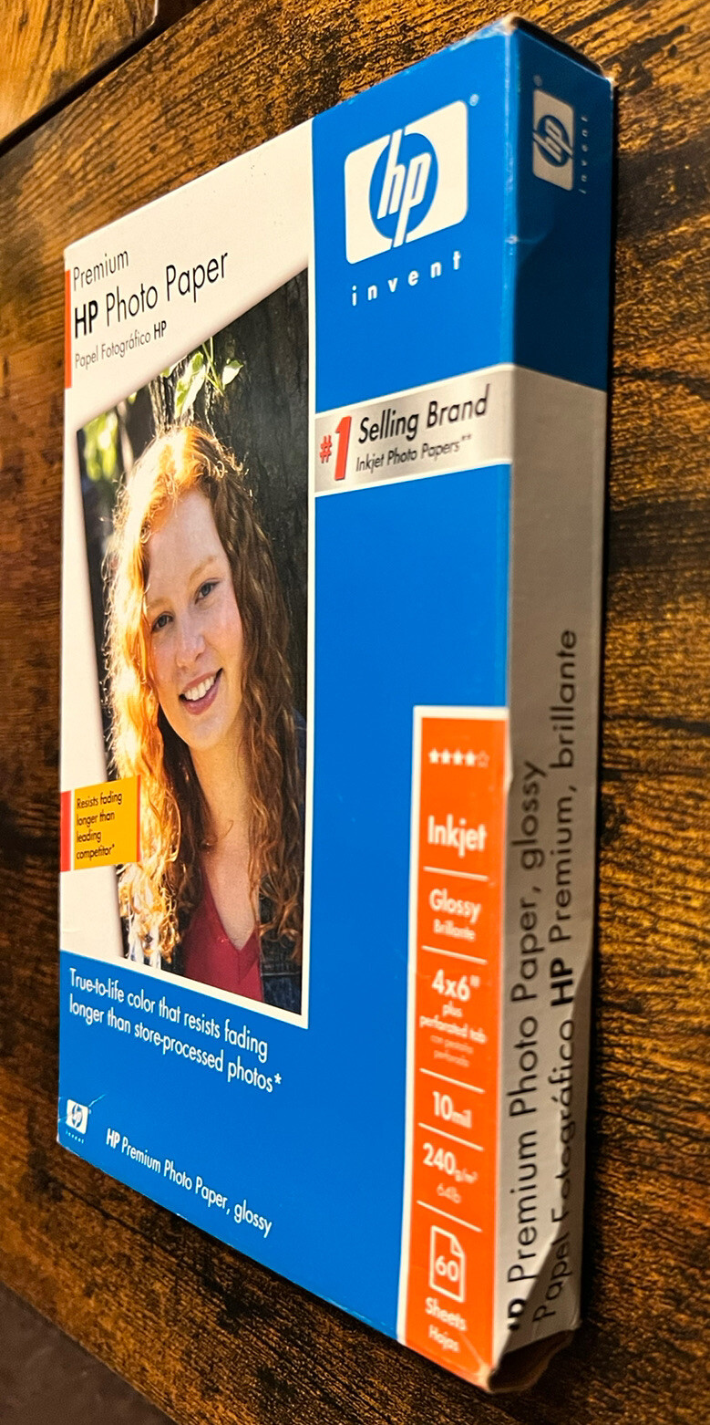 HP Premium Glossy Photo Paper 4×6 60 Sheets 10 Mil Thickness 64 Lb Inkjet NEW
