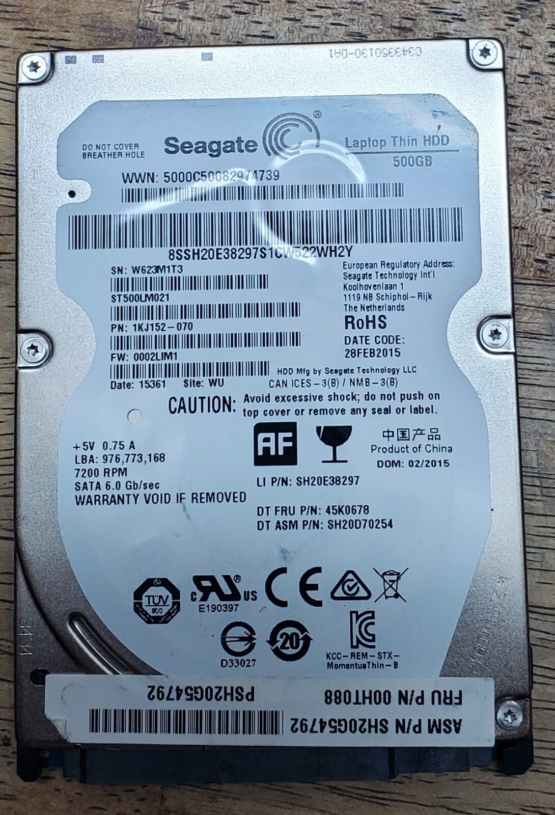 Seagate ST500LM021 2.5in. SATA 500GB SATA 6Gb/s Thin Internal Hard Drive
