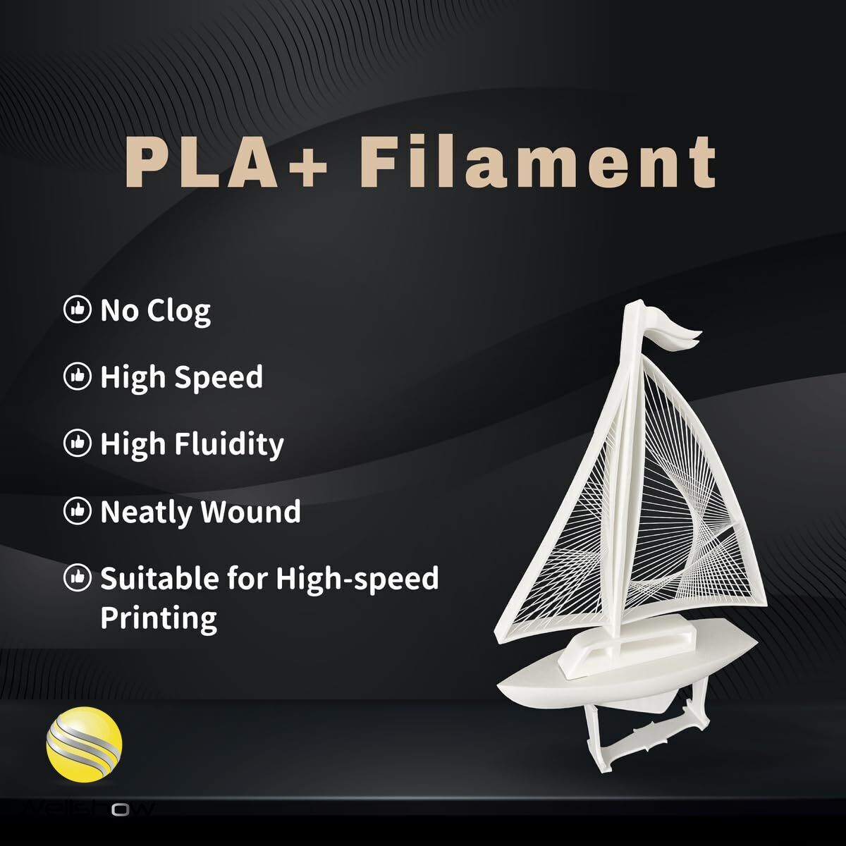 WELLSHOW Food Safe PLA+ Filament 1.75mm PLA Filament 3d Printer Filament, 2.2lbs