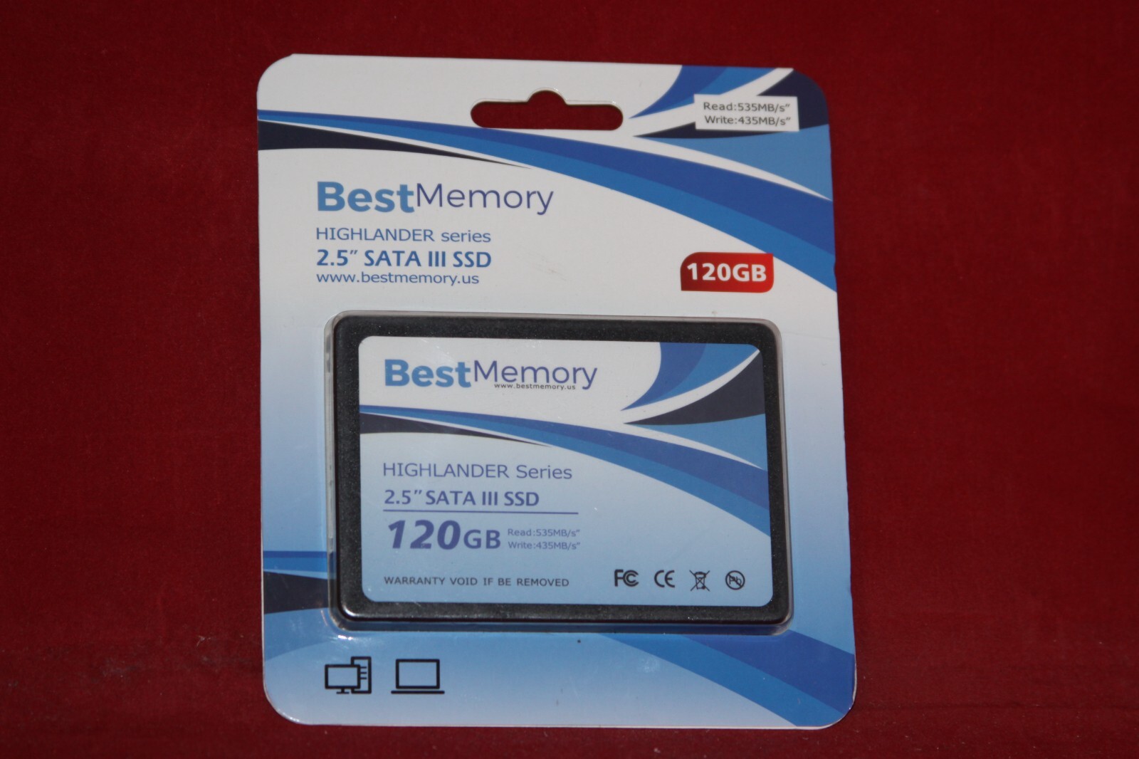 SATA III 2.5″ SSD, Best Memory Highlander Series, 120GB, 7mm, 535Mb/s – 435Mb/s.