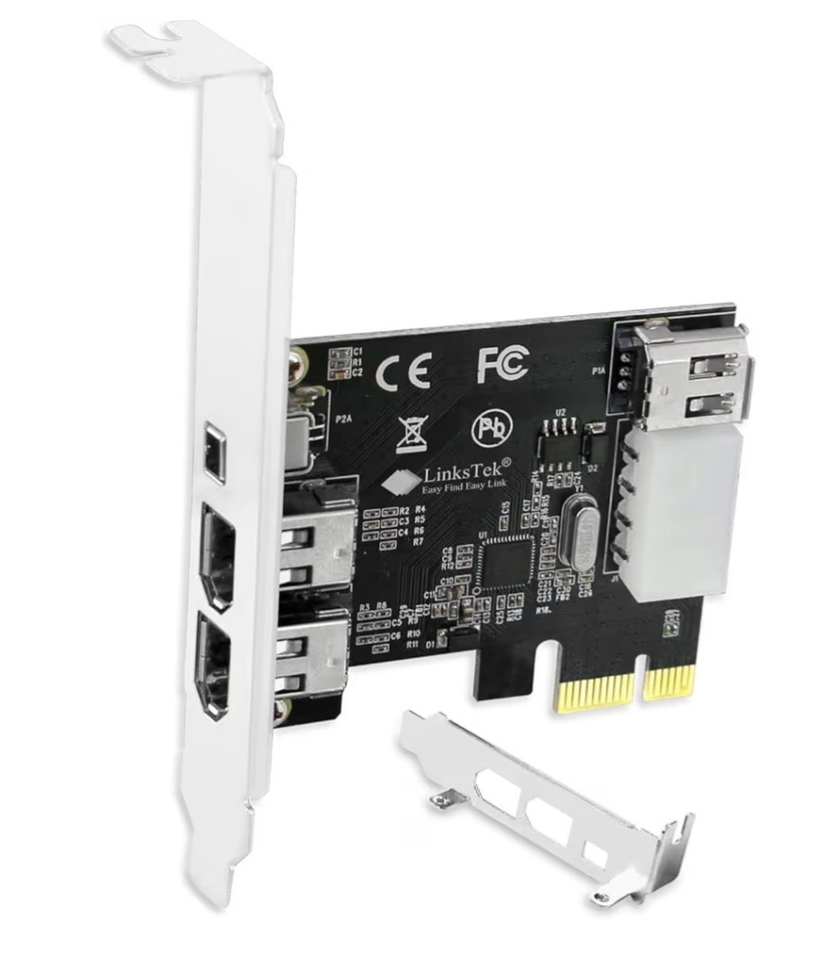 4-Ports 1394A PCIE Firewire 400 Expansion Card for Windows Desktop Pcs, 3X 6Pin