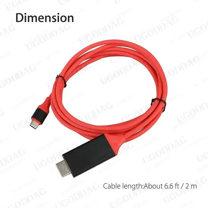 USB 3.1 Usb C to Hdmi-Compatible 4K Adapter Cable 2M Type C to HD Cable for Macb