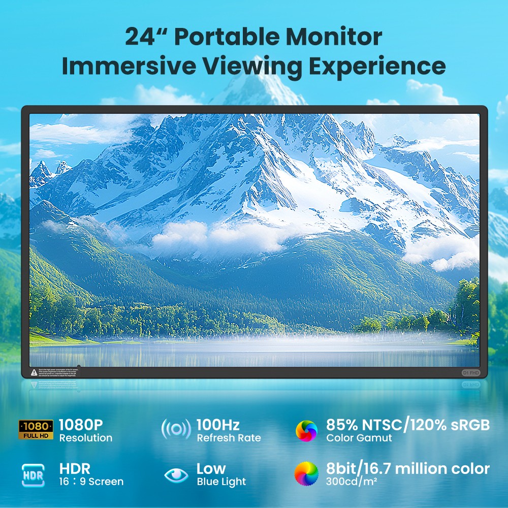 90% NEW – Hyangin D1 24″ Portable Monitor Dual Second Screen Extender for Laptop