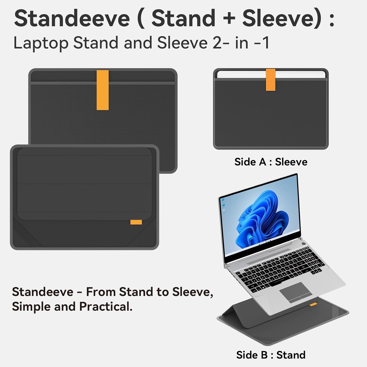 Water-Resistant 2-in-1 Laptop Case & Stand for 15.6” ASUS Models, Heavy Duty