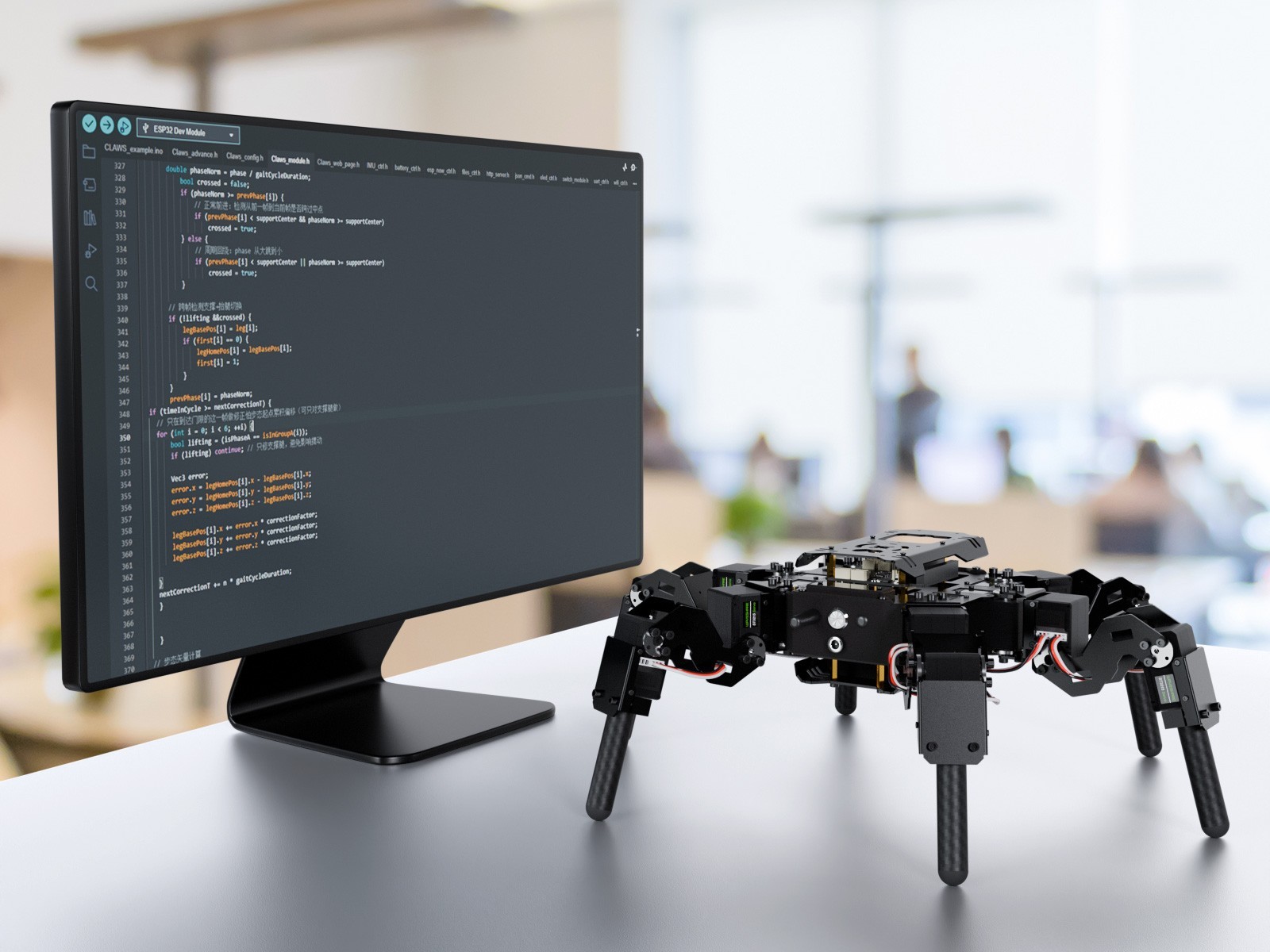 Waveshare 18-DOF HexArth Bionic Hexapod Robot, Open Source For ESP32,Vector Moti