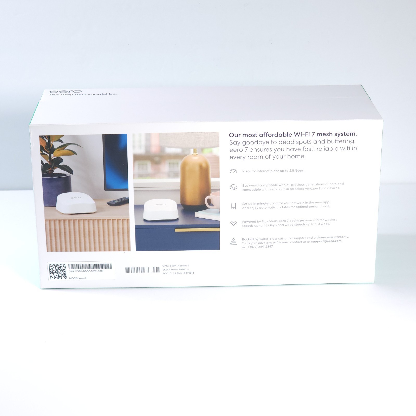 Amazon eero 7 Dual-Band Mesh Wi-Fi 7 System (2-Pack), Up to 2.5Gbps, 4,000 sq.ft