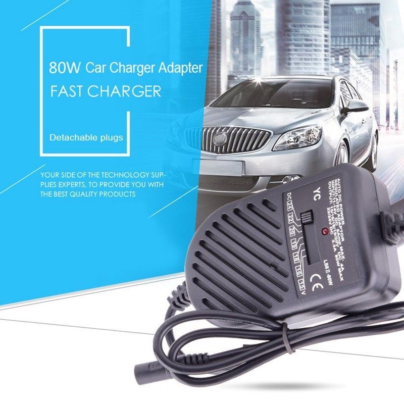 80W Universal Car Charger Power Supply Adapter For Laptop SONY HP IBM Dell US