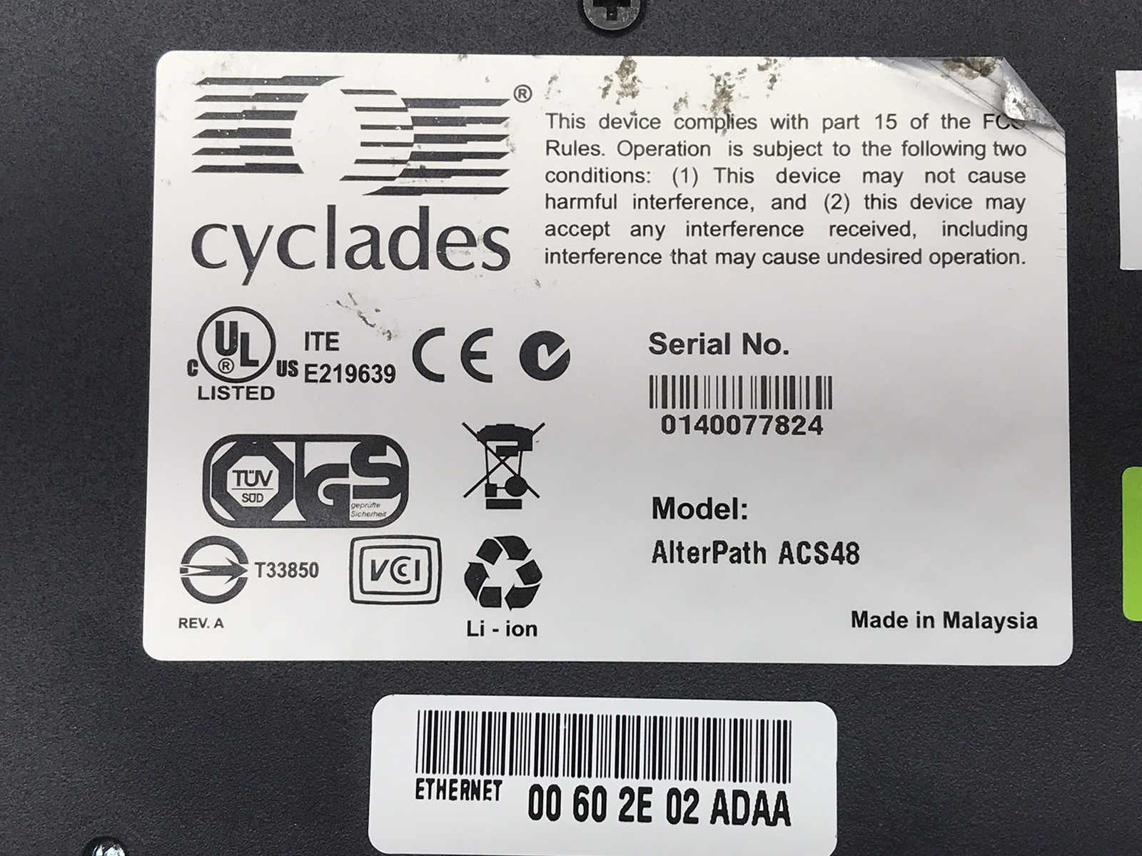 Avocent Cyclades ACS48 Console Server 48x RJ45 Ports