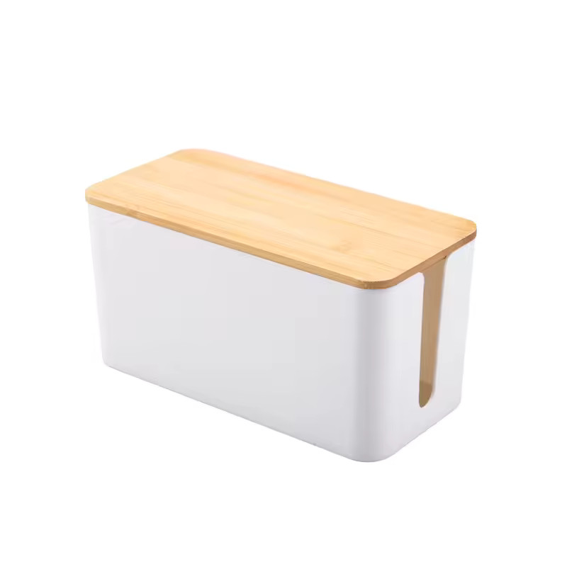Wooden Cable Storage Box – Dustproof Wire & Socket Organizer