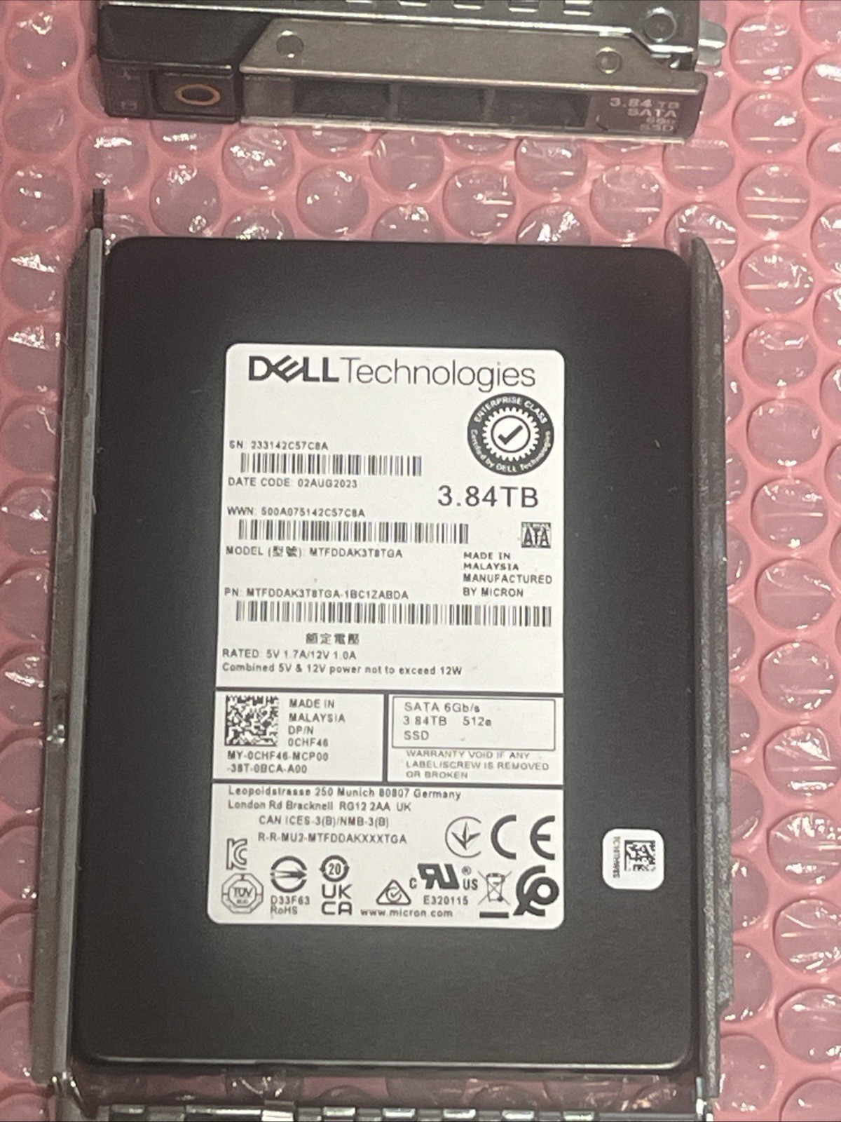 Micron 5400 PRO 3.84TB 512e SATA 6Gb/s 2.5in SSD MTFDDAK3T8TGA Dell CHF46 0CHF46