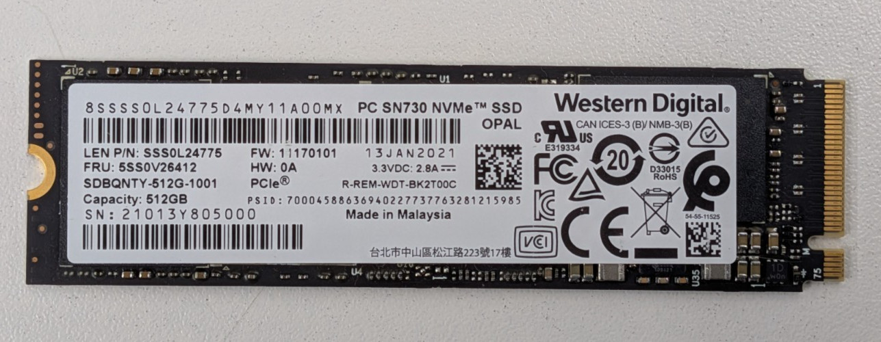 Western Digital 512GB M.2 2280 NVMe PCIe Gen SSD Solid State Drive 80%+