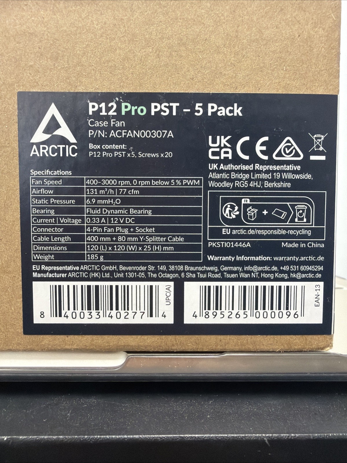 Brand New ARCTIC P12 Pro PST (5 Pack) 120 mm Case Silent Fan.