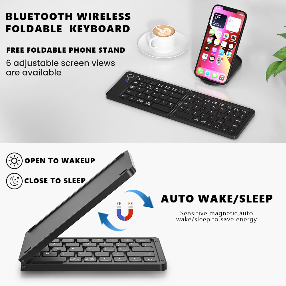 Foldable Quiet 67Key Bluetooth Keyboard for iOS iPhone iPad Tablet Android Phone