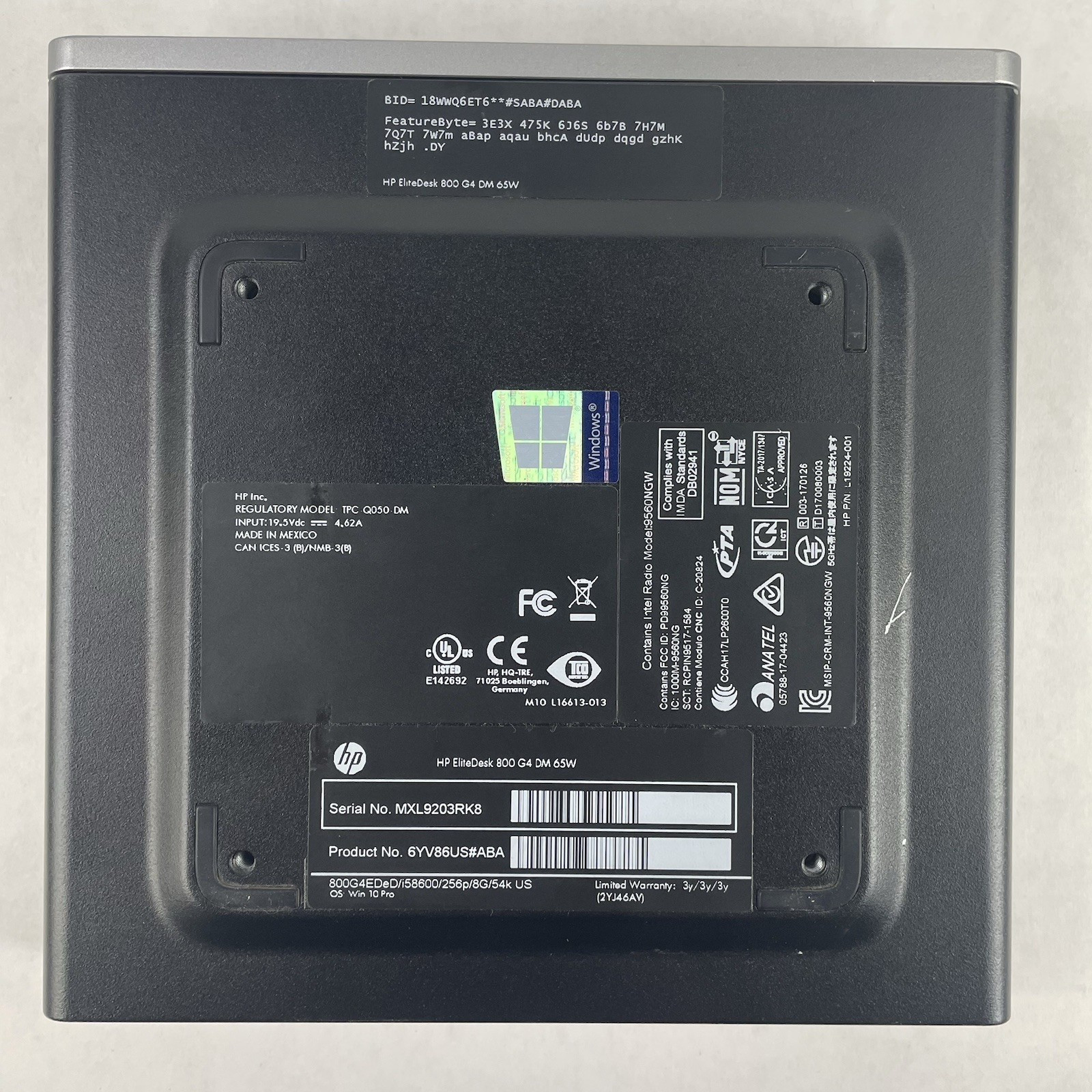 HP EliteDesk 800 G4 Micro i5-8600 3.10 GHz 8 GB RAM No SSD/OS/AC