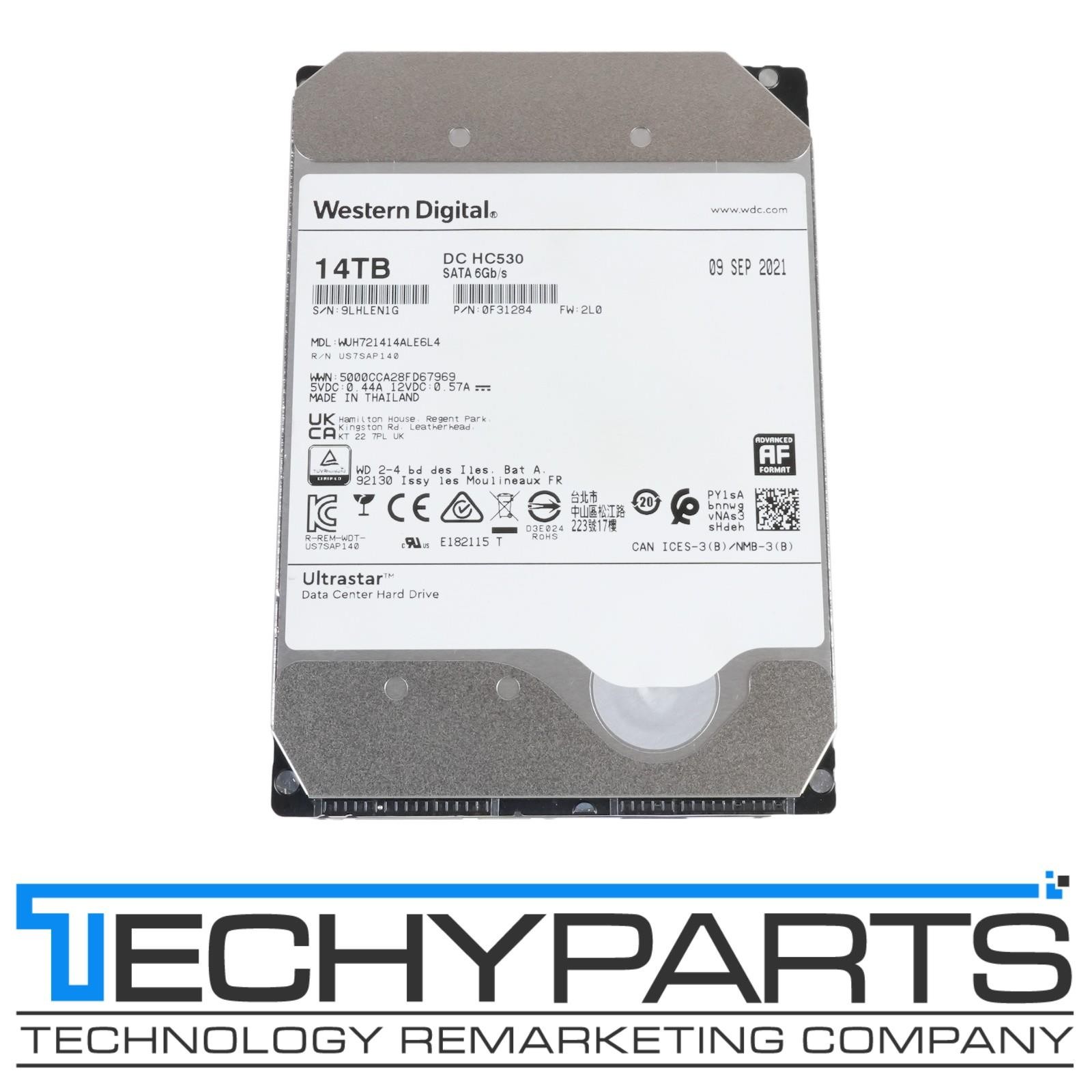 WD Ultrastar DC HC530 14TB 7.2K 3.5″ SATA 6G 512e 512MB Ent HDD WUH721414ALE6L4