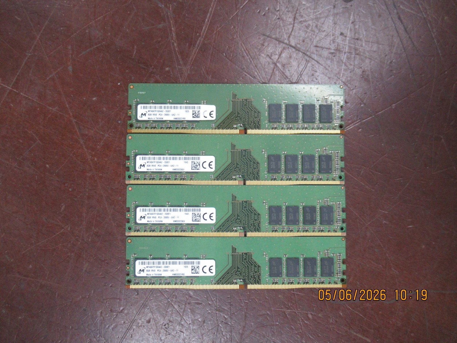 Lot 4 Micron 8GB 1RX8 PC4-2666V-UA2-11 DDR4 2666MHz MTA8ATF1G64AZ-2G6E1 Memory