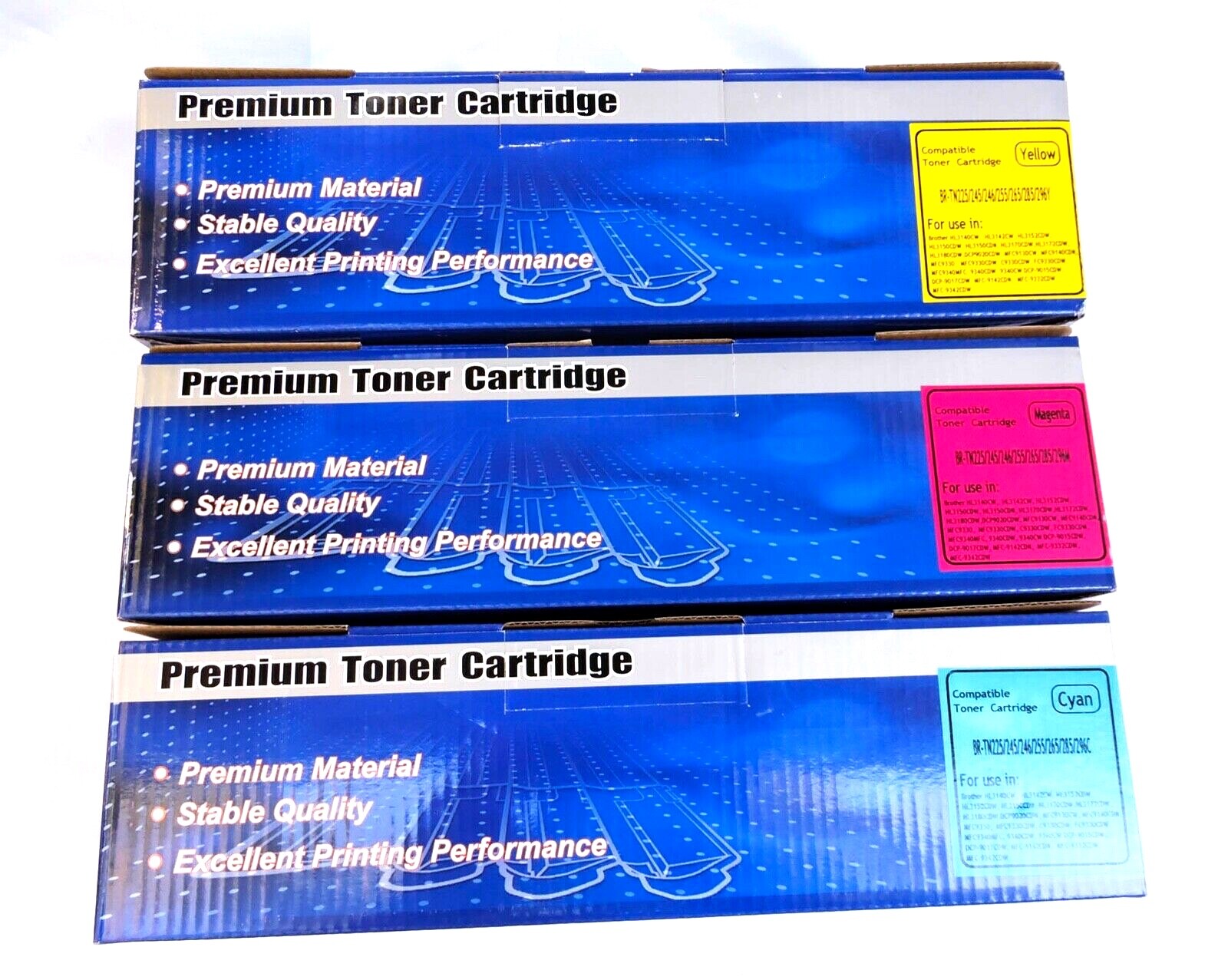 LOT CYAN MAGENTA YELLOW PREMIUM GENERIC BROTHER TONER CARTRIDGES INK TECHNOLOGY