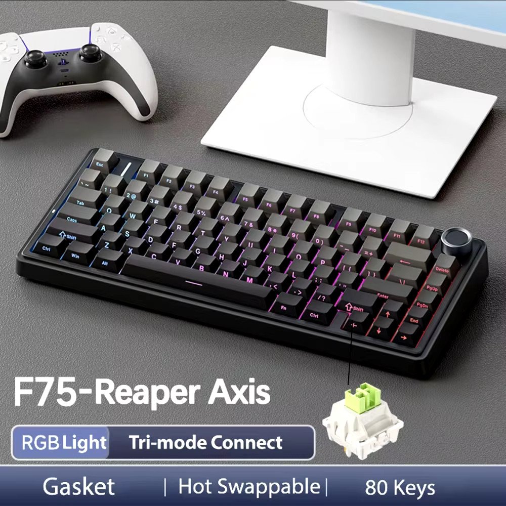 F75 2.4G Wireless/Bluetooth/Wired Gaming Mechanical Keyboard RGB Customized 75%