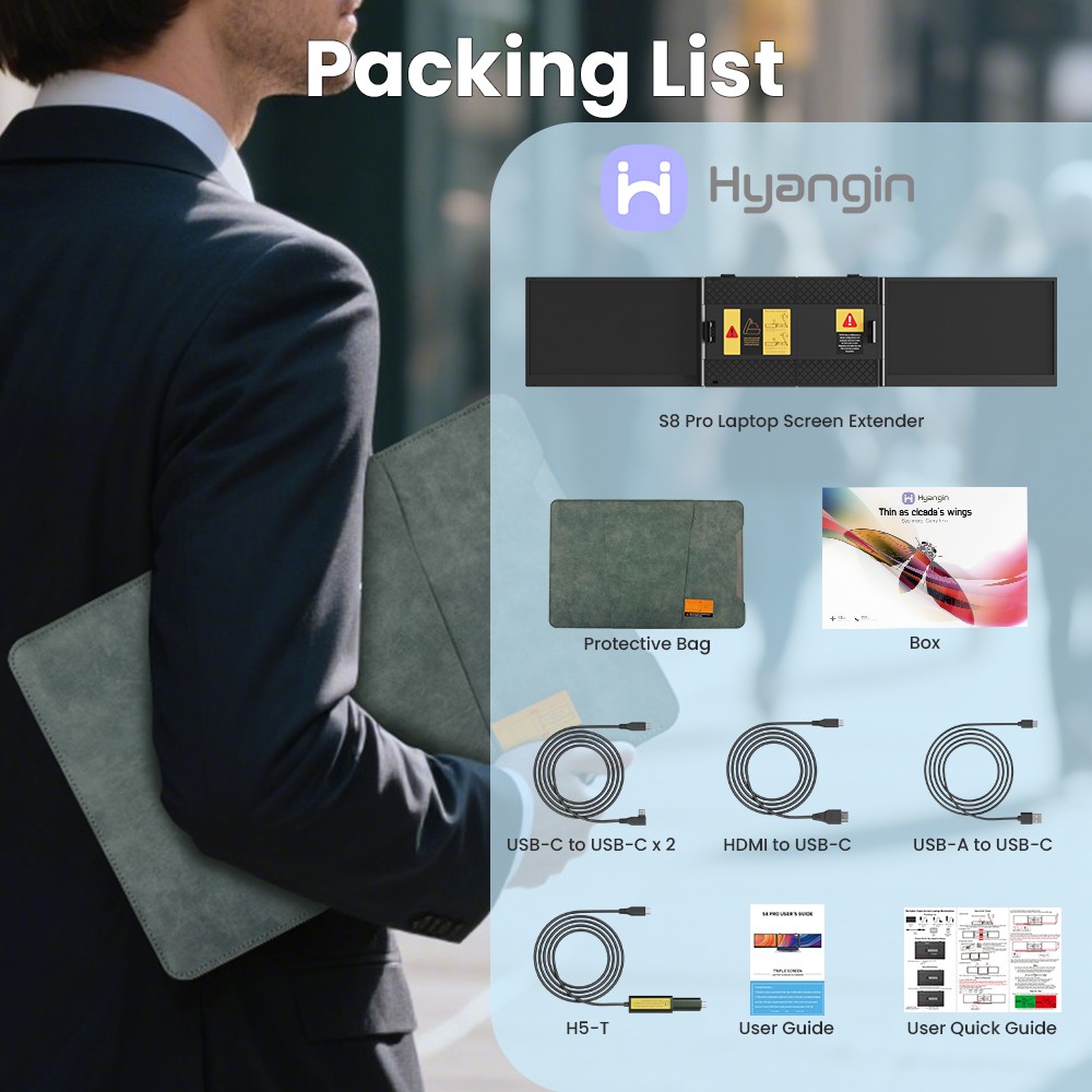 90% NEW Hyangin S8 Pro Triple Monitor Portable Laptop Screen Extender Ultra Slim