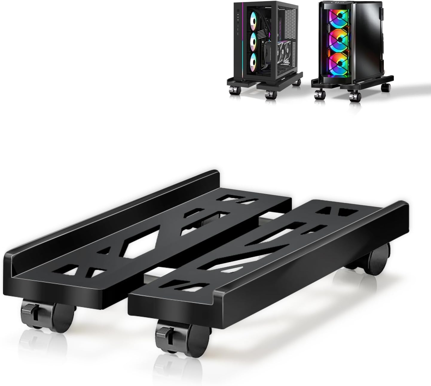 PC Stand, Mobile CPU Stand for Floor, Adjustable CPU Rolling Stand, under Desk C
