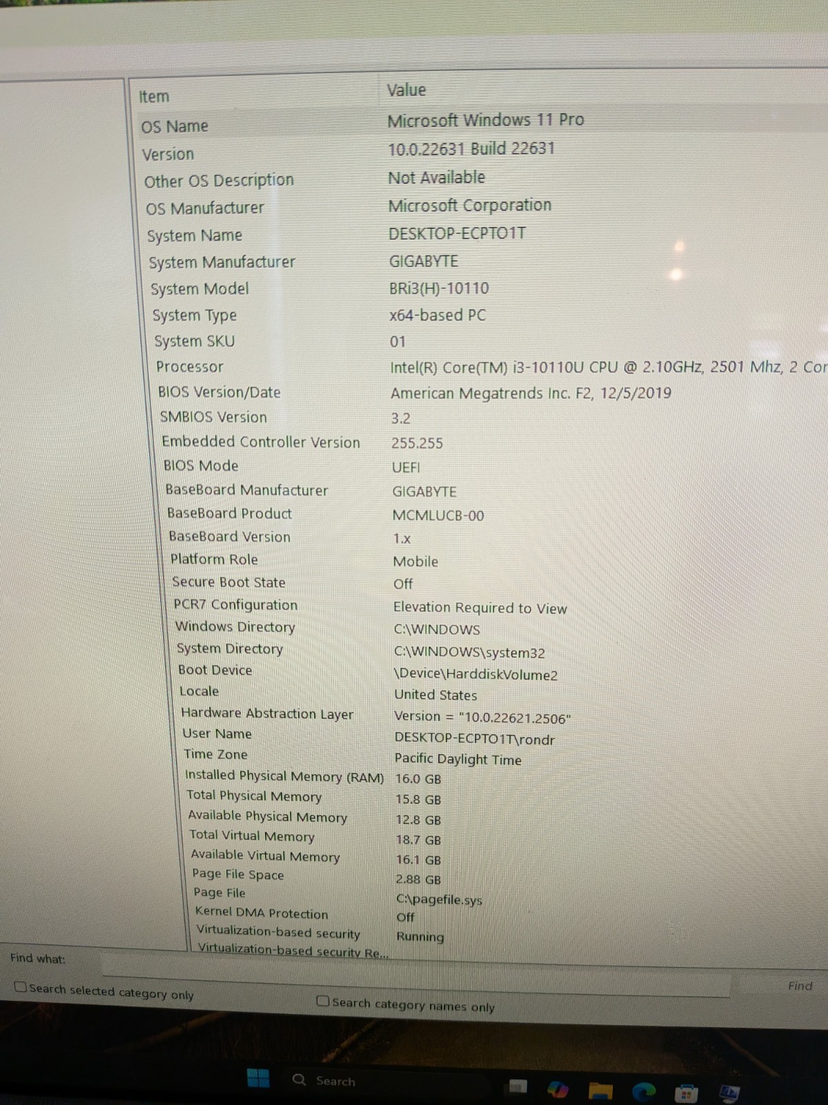 Gigabyte Ultra Compact PC Kit GB-BRi3-10110 i3 16GB Win11 NO POWER SUPPLY