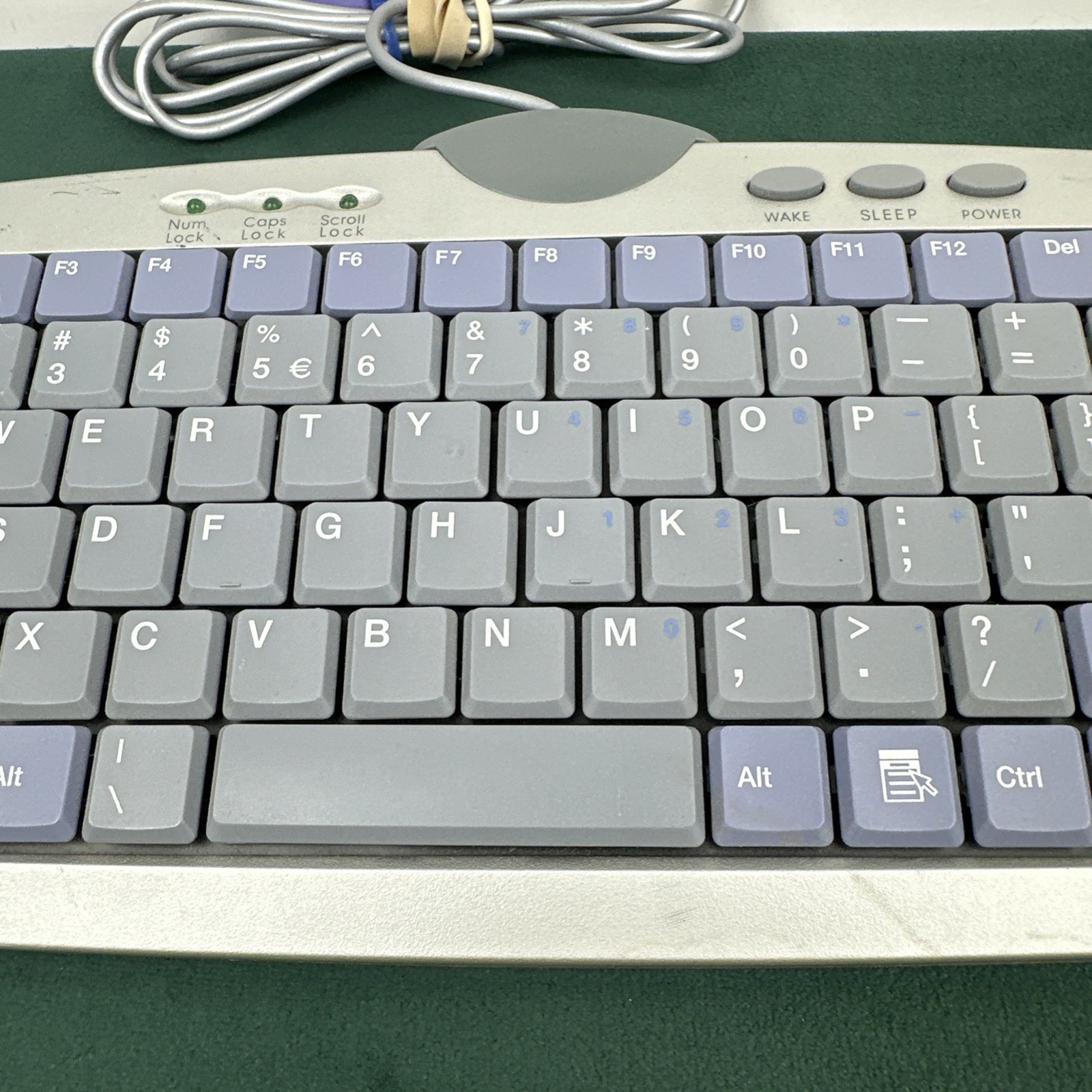 Zippy WK-610 Wired PS/2 Keyboard Gray Purple Keys Vintage Tested