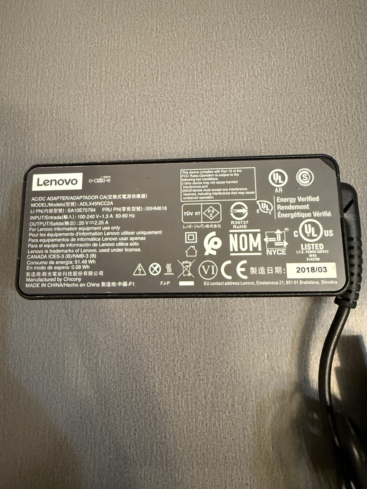 Lot of 50 Genuine ThinkPad 45W Square Tip AC Power Adapter 20V 2.25A ADLX45NCC2A
