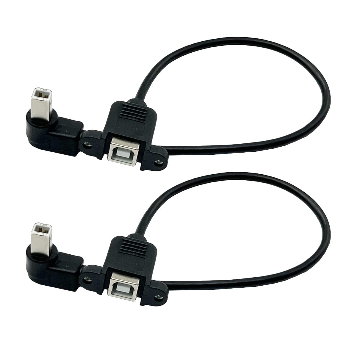 Angled USB B Printer Extension Cable with Panel Mount 2Pack USB 2.0