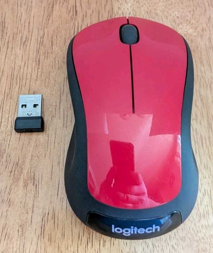 Logitech Wireless Mouse M310 Red w/ Receiver Dongle Tested Works