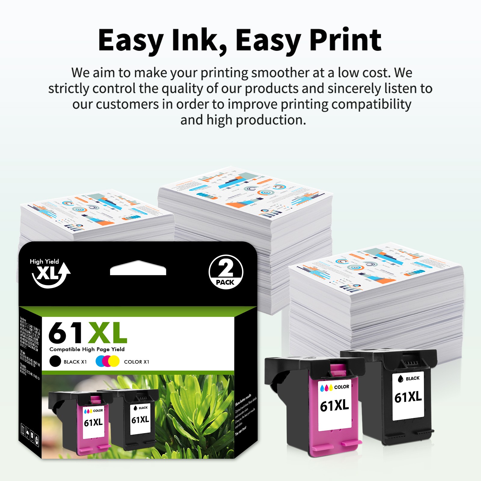 61XL 61 XL Ink Printer Cartridge For HP ENVY 4500 4501 4502 4504 5530 5531 5535