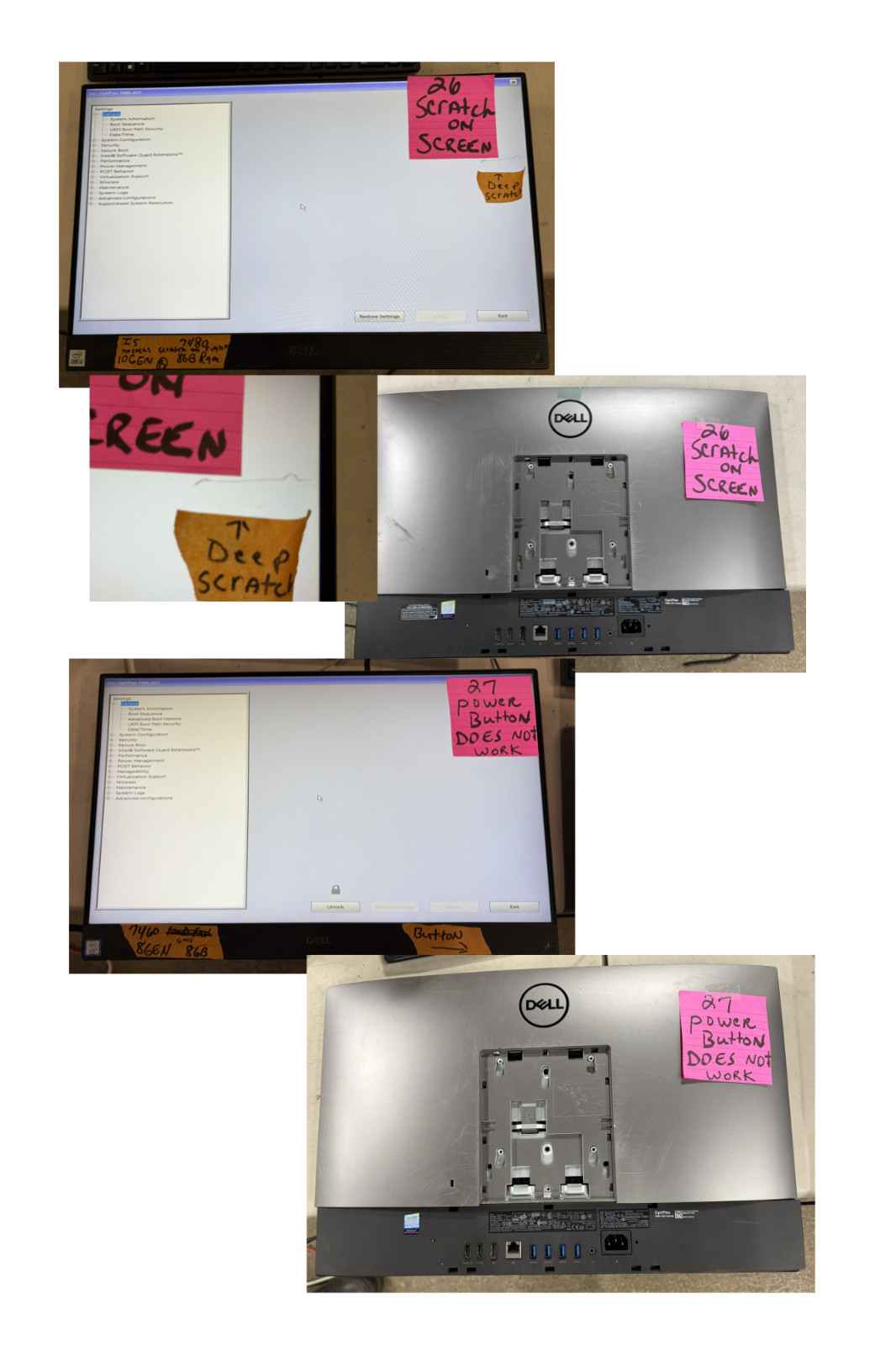 Lot of 27 Dell Optiplex 7460/70/80/90 AIO 8GB RAM i5 8th, 9th, 10th Gen No HDD