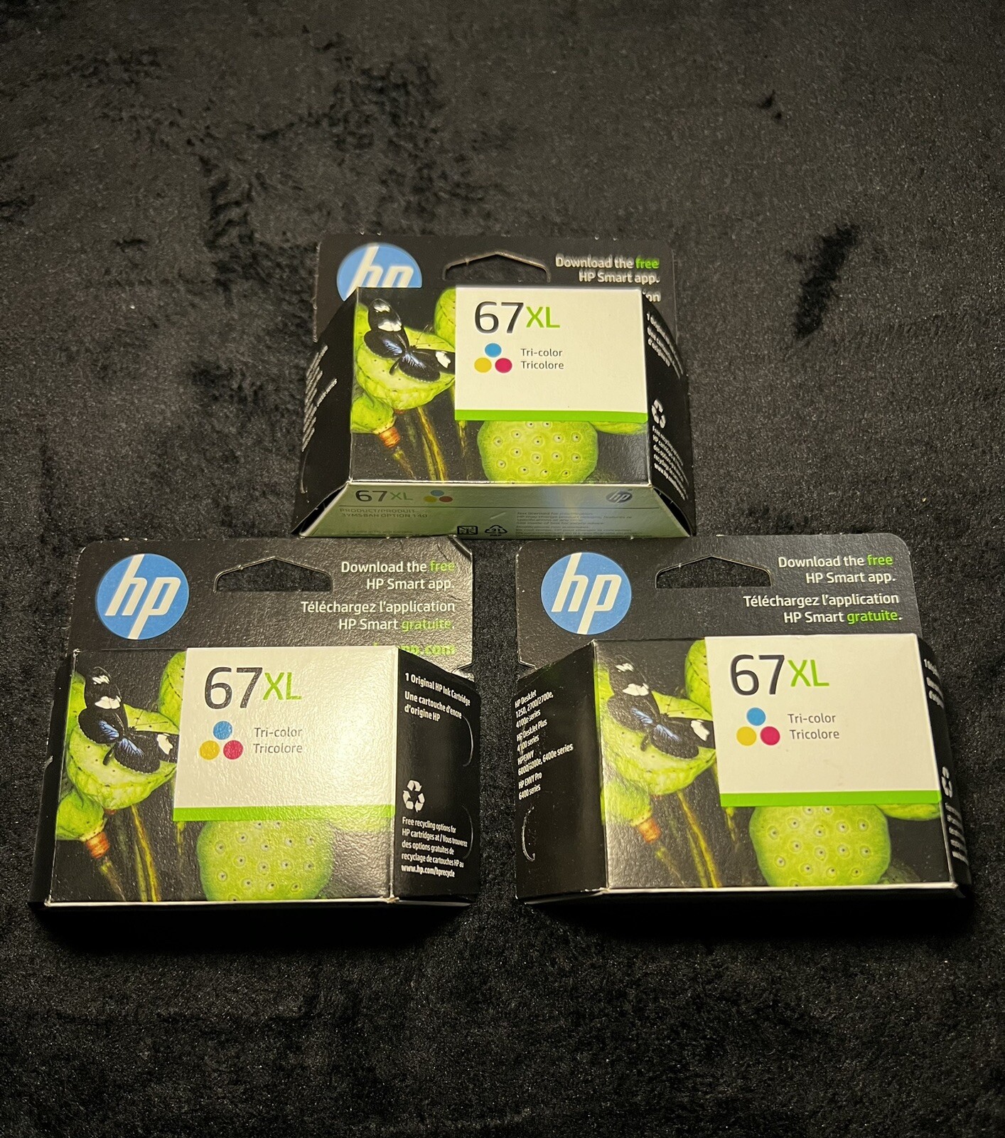 HP 67XL Ink Cartridges – Tri-color 3YM58AN Set Of 3, New Unopened Boxes.
