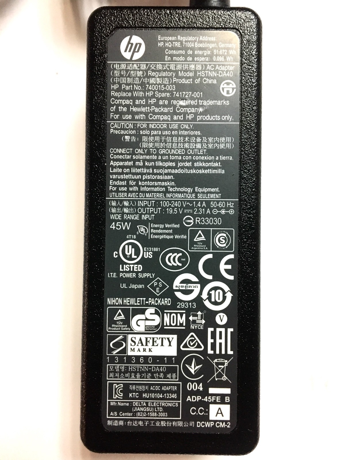Genuine HP 45W blue tip laptop AC Adapter Power Supply charger 19.5V 8000+ sold!