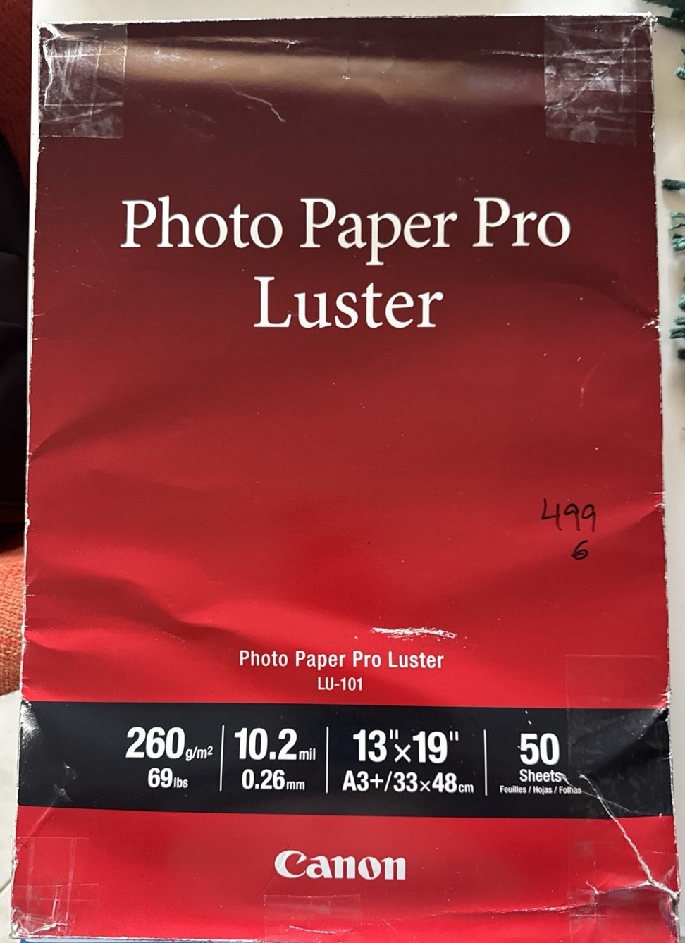 Canon Premium Photo Paper Pro Luster LU-101 – 13”x19” – Free Shipping