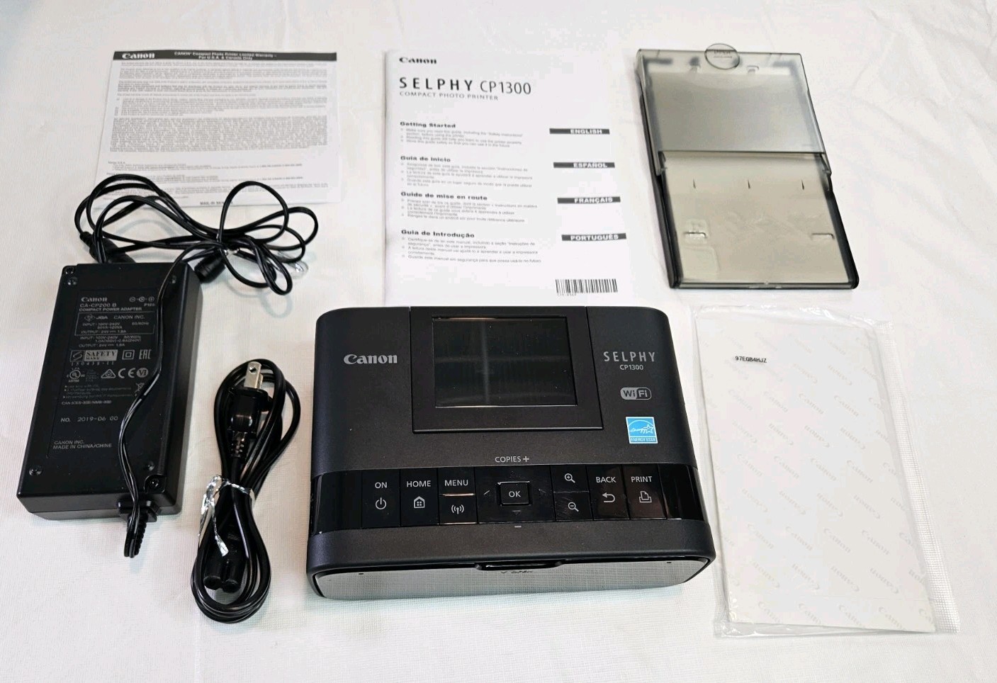 Canon SELPHY CP1300 Wireless Compact Photo Printer Black WiFi Tested Works Box
