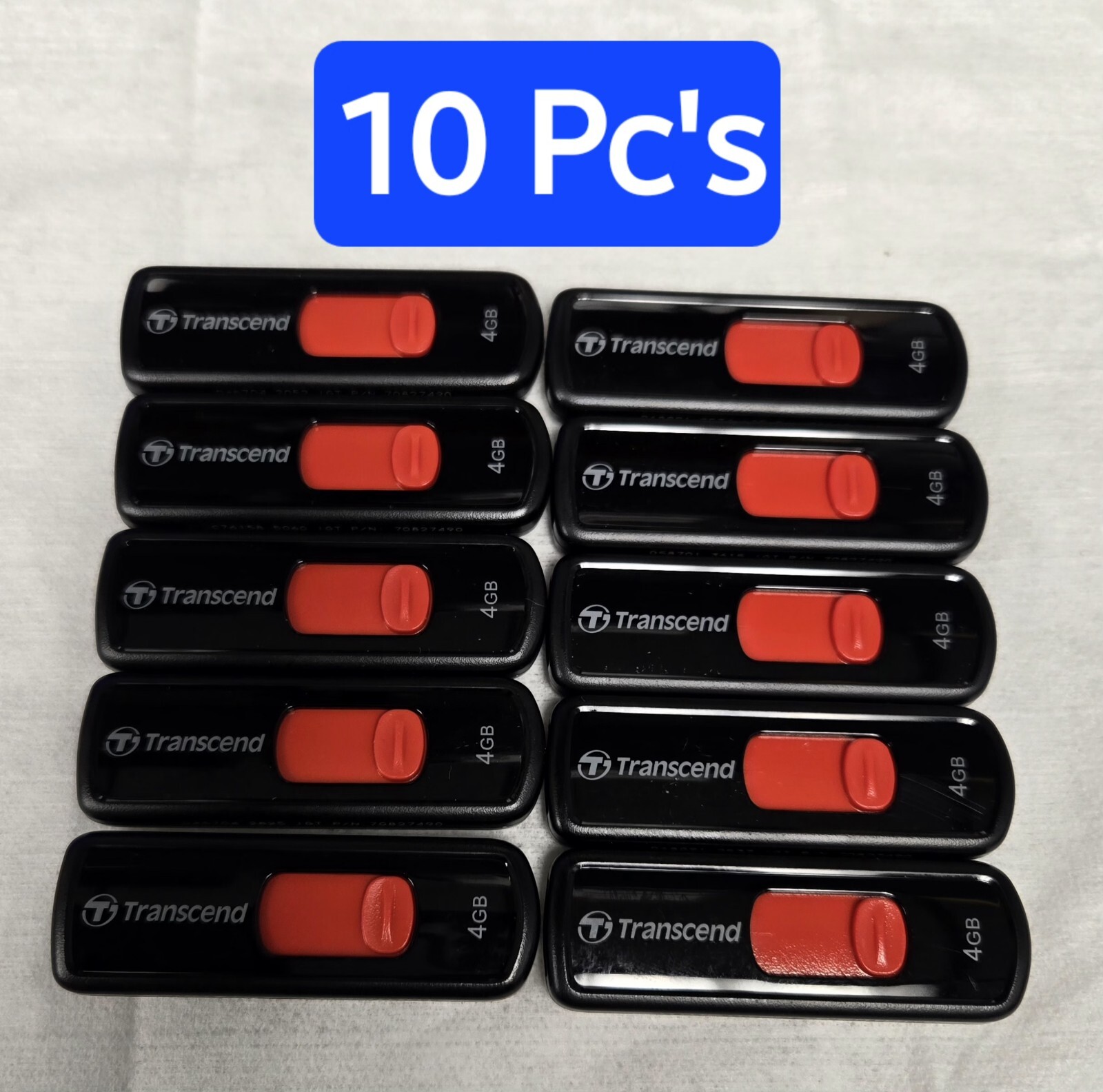 Lot of 10 Transcend 4 GB Flash Drive USB Memory Flash Storage Thumb Drive