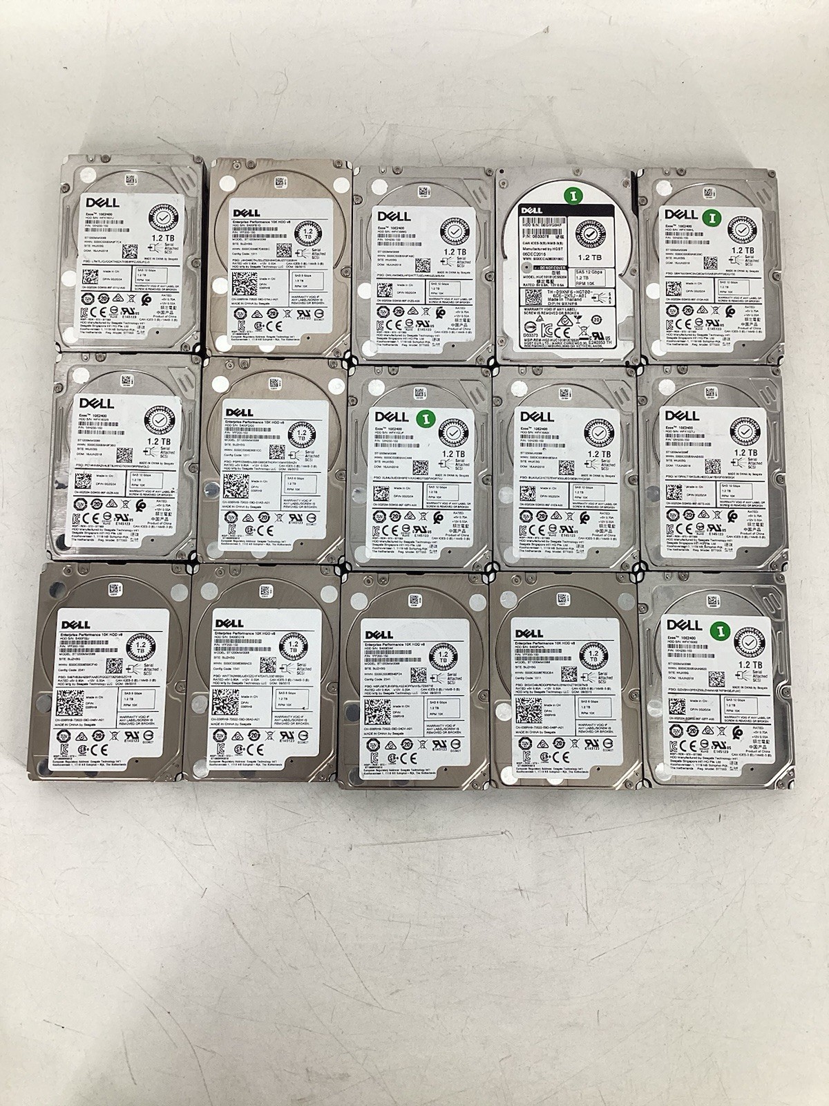 LOT OF 15 Dell 1.2TB SAS Server 2.5″Hard Drives *Assorted