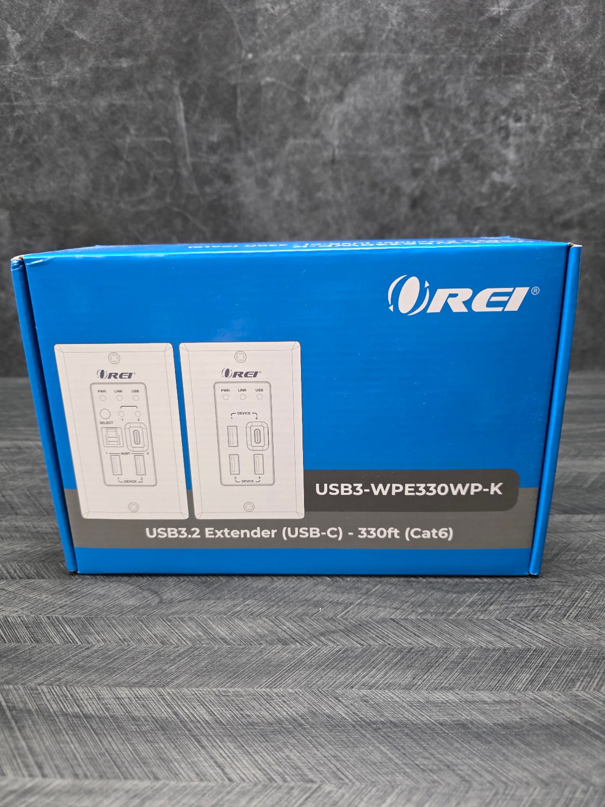 OREI USB 3.2 Wall Plate Over Ethernet Cat6 Extender 330ft Range USB3-WPE330WP-K